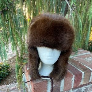 Plush Thick Muskrat Fur Aviator Trapper Hat With Earflaps Men’s Made in Russia